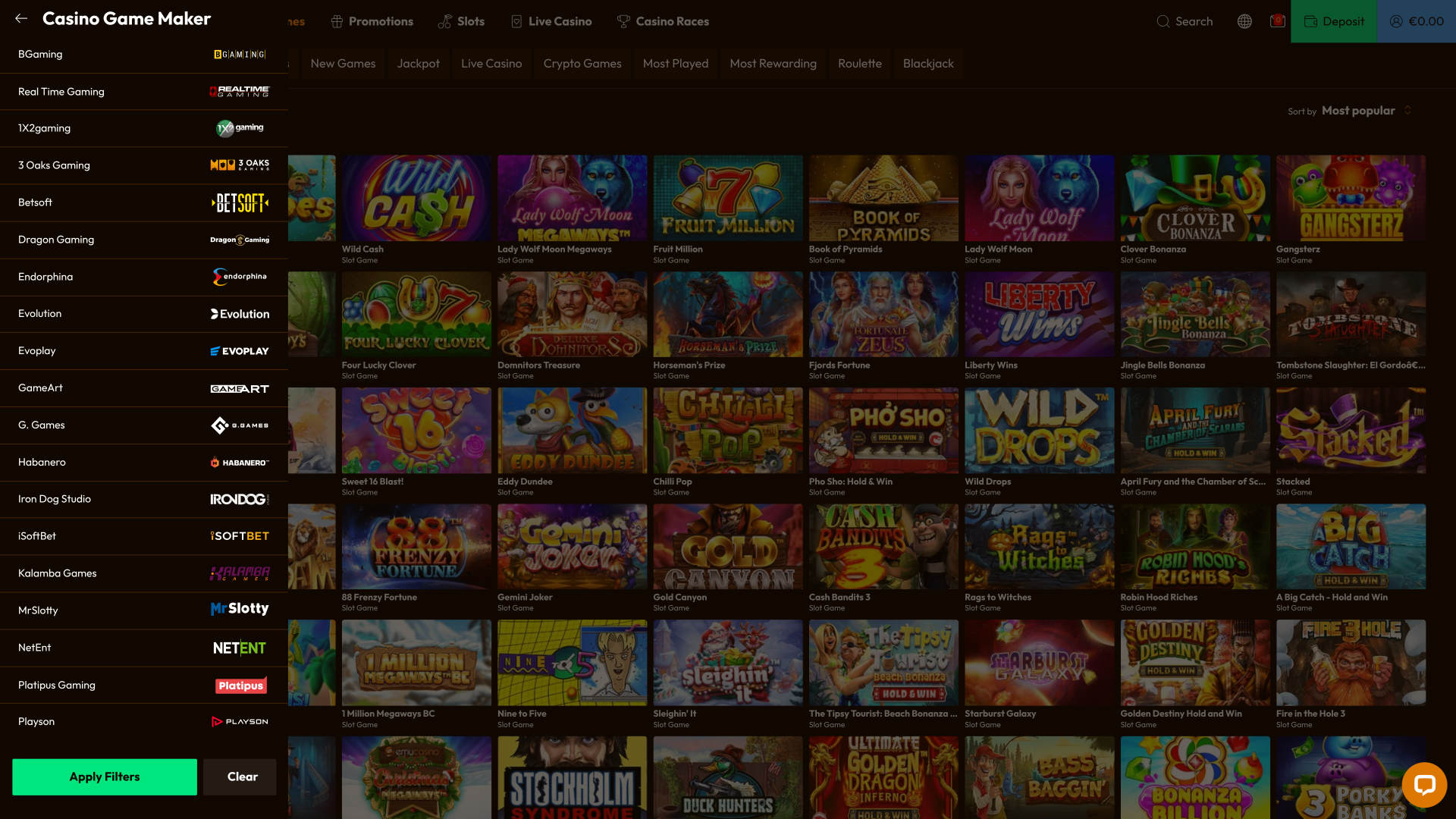 Emu Casino Desktop Game Developers