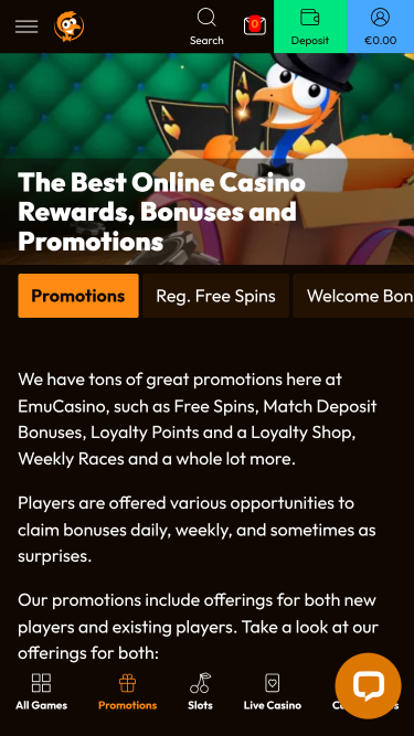 Emu Casino Mobile Promotions