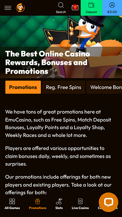 Emu Casino Mobile Promotions