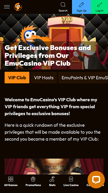 Emu Casino Mobile VIP Program
